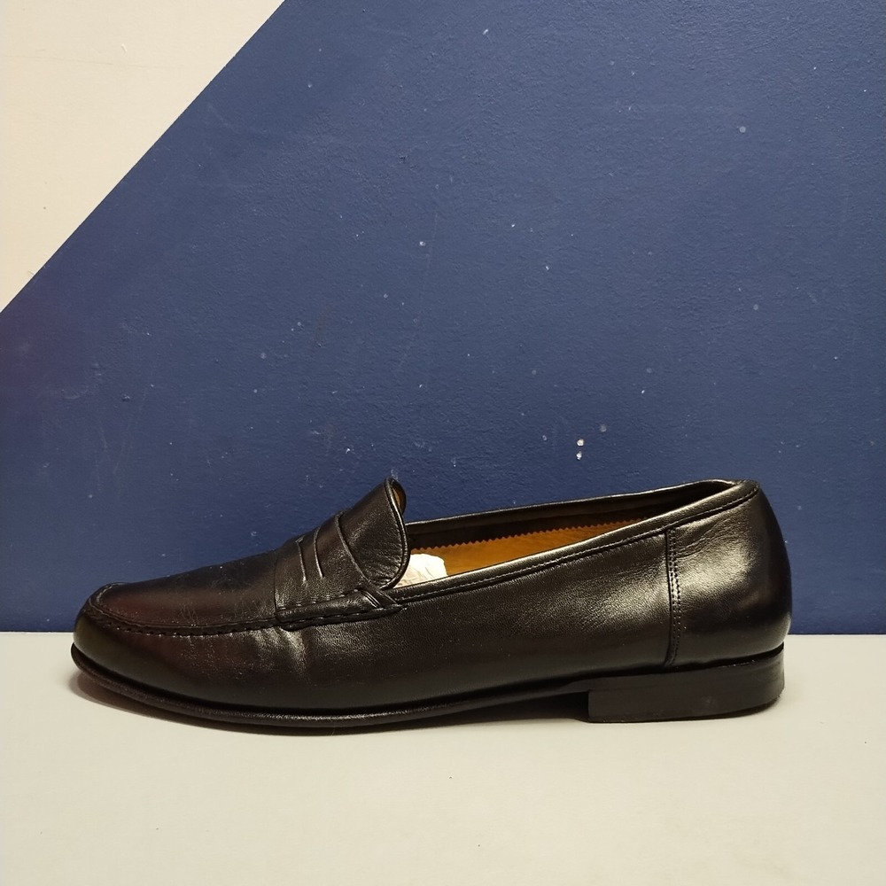 Santoni Black Leather Penny Loafers - Picture 2 of 16